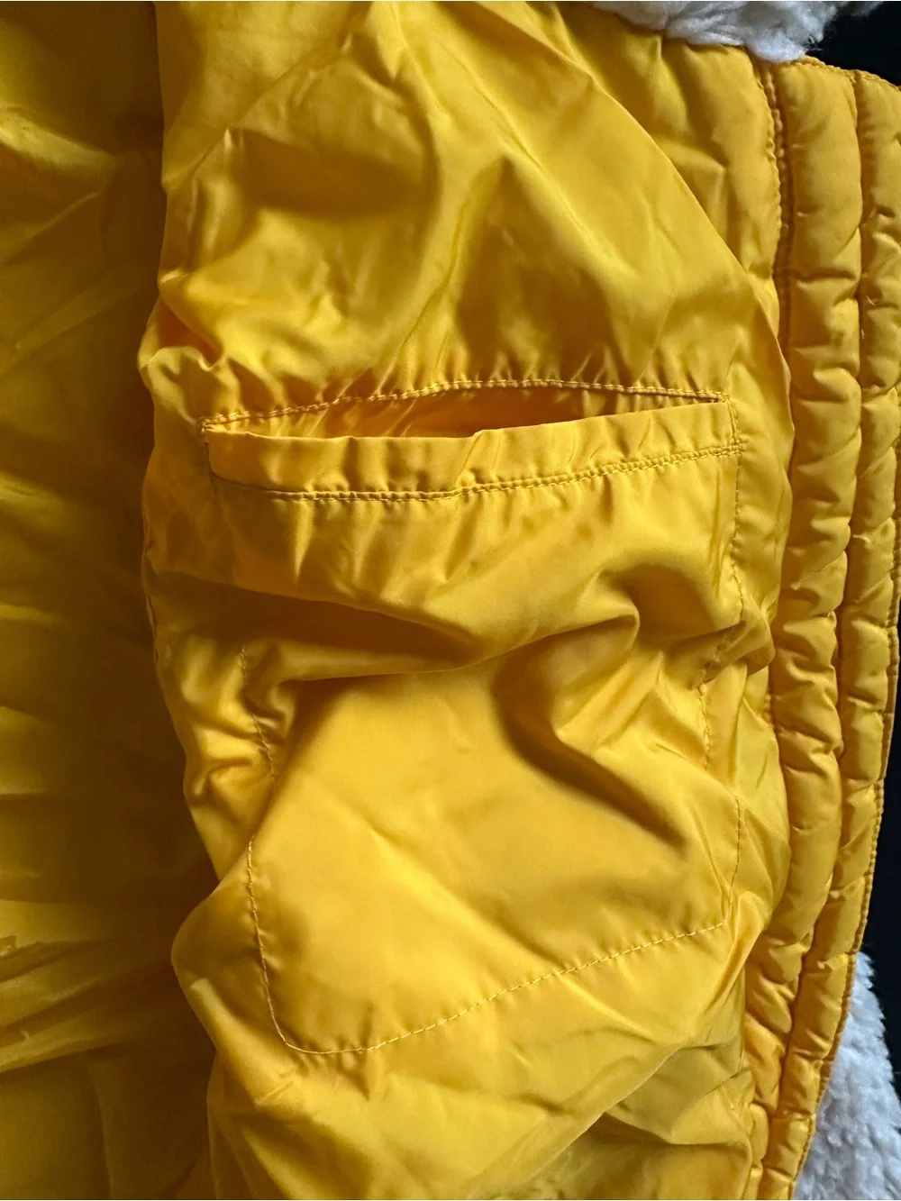 Tory Burch Cream Yellow Faux Sherpa Jacket with Yellow Trim XS